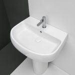 Axa Cinque Umywalka ścienna/stawiana na blat 63x47 cm z korkiem Click-clack i syfonem Biały połysk 364601+SI020+AF0015