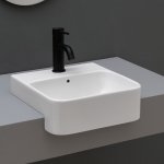 Axa Normal Umywalka kwadratowa wpuszczana w blat 35x45 cm z korkiem Click-clack i syfonem Biały połysk WS11301F+AF0015+SI020