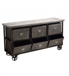Bleu Provence Industrialis Zestaw łazienkowy z metalu i drewna na kółkach Wood/Metal MBMETRO2