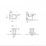Kerasan Bit Zestaw: umywalka 62x49 + postument + bidet stojący + miska stojąca + deska 444001+447001+442001+441601+448801 WIETRZENIE MAGAZYNÓW !!! (K)