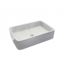 Alanad Etna Mini Umywalka kamienna prostokątna nablatowa 450x300 mm biały marmur KUN-004BI-M