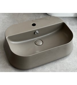   Simas Sharp Umywalka stawiana na blat 60x42 cm z korkiem klik klak Moka matt SH09.68+PLCE.68 W MAGAZYNIE!!
