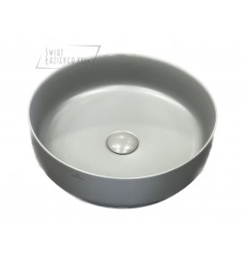   Galatea Design Bulat Umywalka stawiana na blat ∅39 cm z korkiem klik-klak Cement Grey matt/Jasny szary mat GD112DTMH W MAGAZYNIE!!