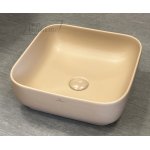   Galatea Design Empat Umywalka stawiana na blat 38,5x38,5 cm z korkiem klik-klak Cappuccino matt/Beżowy GD78110TMC WYPRZEDAŻ KOLORU!!