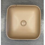   Galatea Design Empat Umywalka stawiana na blat 38,5x38,5 cm z korkiem klik-klak Cappuccino matt/Beżowy GD78110TMC WYPRZEDAŻ KOLORU!!