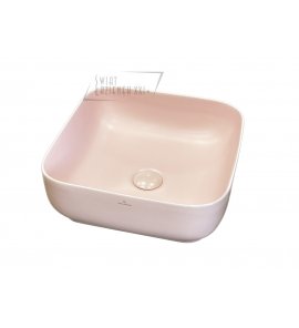   Galatea Design Empat Umywalka stawiana na blat 38,5x38,5 cm z korkiem klik-klak Pink matt/Różowy mat GD78110TMP W MAGAZYNIE!!