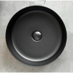   Galatea Design Bulat Umywalka stawiana na blat ∅39 cm z korkiem klik-klak Black matt/Czarny mat GD112DTMB W MAGAZYNIE!!