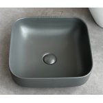   Galatea Design Empat Umywalka stawiana na blat 38,5x38,5 cm z korkiem klik-klak Dark Grey matt/Ciemny szary mat GD78110TMDH W MAGAZYNIE!!