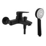 Laufen Laurin Bateria wannowo-natryskowa z zestawem prysznicowym Czarny mat HF 50076 042 860 0