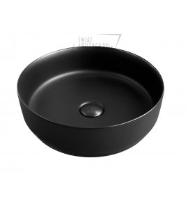   Galatea Design Bulat Umywalka stawiana na blat ∅39 cm z korkiem klik-klak Black matt/Czarny mat GD112DTMB W MAGAZYNIE!!