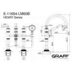 Graff Vignola Bateria wannowa wolnostojąca z zestawem prysznicowym Chrom E-11654-R3-LM60B