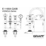 Graff Vignola Bateria wannowa wolnostojąca z zestawem prysznicowym Chrom E-11654-R3-C20B