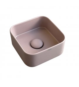 Cielo Shui Comfort Umywalka stawiana 25x25 z korkiem klik klak cipria MILAQCP+PIL01CP