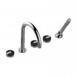 Graff MOD+ Bateria wannowa 5-otworowa nablatowa z zestawem prysznicowym Chrom E-11553-R2-L1