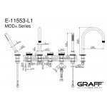 Graff MOD+ Bateria wannowa 5-otworowa nablatowa z zestawem prysznicowym Chrom E-11553-R2-L1