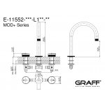 Graff MOD+ Bateria wannowa 3-otworowa bez zestawu prysznicowego Chrom E-11552-R1-L1