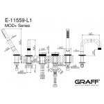 Graff MOD+ Bateria wannowa 4-otworowa nablatowa z zestawem prysznicowym Chrom E-11559-R1-L1