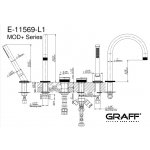 Graff MOD+ Bateria wannowa 4-otworowa nablatowa z zestawem prysznicowym PROGRESSIVE Chrom E-11569-R1-L1