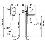 Gessi Habito Bateria wannowa ze słuchawką i wężem element zewnętrzny finox 70428.149