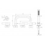 Graff Terra Bateria wannowa 5-otworowa z zestawem prysznicowym Chrom E-6751-LM46B