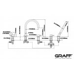 Graff M.E./M.E.25 Bateria wannowa 5-otworowa z zestawem prysznicowym Chrom E-6153-LM41B