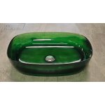   Galatea Design Paddle Umywalka stawiana na blat 60x40 jade green z korkiem klik-klak chrom GDFU2093JG 