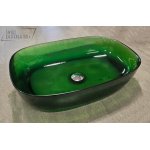   Galatea Design Paddle Umywalka stawiana na blat 60x40 jade green z korkiem klik-klak chrom GDFU2093JG 