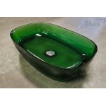   Galatea Design Paddle Umywalka stawiana na blat 60x40 jade green z korkiem klik-klak chrom GDFU2093JG 