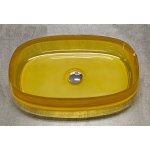  Galatea Design Paddle Umywalka stawiana na blat 58x38 apricot yellow z korkiem klik-klak chrom GDFU2007AY