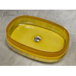   Galatea Design Paddle Umywalka stawiana na blat 58x38 apricot yellow z korkiem klik-klak chrom GDFU2007AY