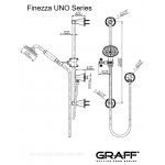 Graff Finezza Uno Zestaw natryskowy termostatyczny podtynkowy z deszczownicą Ø228 mm z zestawem prysznicowym na drążku kompletny Chrom UNO03
