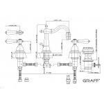Graff Adley Bateria bidetowa 3-otworowa z korkiem Chrom E-2561-LM34