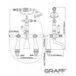 Graff Adley Bateria wannowa 2-otworowa montowana na brzegu wanny z zestawem prysznicowym Chrom E-3890-LC1