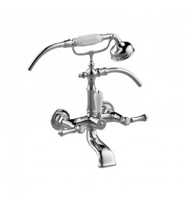Graff Adley Bateria wannowo-natryskowa ścienna z zestawem prysznicowym Chrom E-3852-LM15