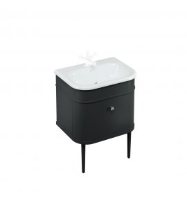    Burlington Chalfont Zestaw umywalka 65x47 biała + szafka czarna + uchwyt chrom + nogi czarne CHALFONT65BMCB