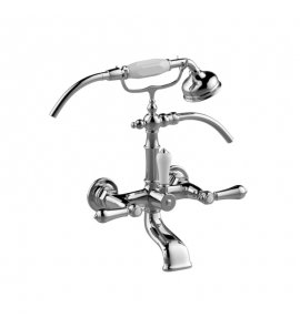 Graff Adley Bateria wannowo-natryskowa ścienna z zestawem prysznicowym Chrom E-3852-LM34