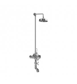 Graff Adley Bateria wannowo-natryskowa termostatyczna ścienna z deszczownicą Ø 210 mm na ramieniu Chrom ED3.01
