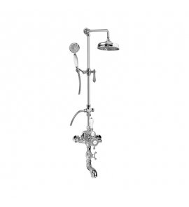 Graff Adley Bateria wannowo-natryskowa termostatyczna ścienna z deszczownicą Ø 210 mm na ramieniu i zestawem prysznicowym Chrom ED4.01-LM34S