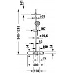    Duravit Zestaw prysznicowy ze zintegrowaną półką MinusFlow 1050 i termostatem prysznicowym chrom TH4382008005