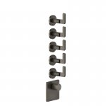 Gessi Inciso Shower Bateria natryskowa termostatyczna 5-uchwytowa podtynkowa 4-drożna - element zewnętrzny Black Metal Brushed PVD 58338.707