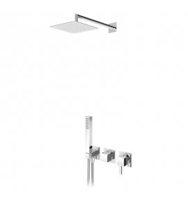 Bruma Escudo 2 Zestaw natryskowy podtynkowy z deszczownicą 250x250 mm ściennym i słuchawką prysznicową Chrom 1025701CR