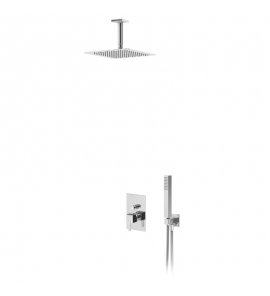 Bruma Escudo 2 Zestaw natryskowy podtynkowy z deszczownicą 250x250 mm sufitową i słuchawką prysznicową Chrom 1025621CR