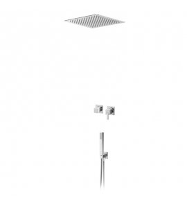 Bruma Escudo 2 Zestaw natryskowy podtynkowy z deszczownicą 300x300 mm sufitową i słuchawką prysznicową Chrom 1024211CR