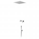 Bruma Escudo 2 Zestaw natryskowy podtynkowy z deszczownicą 300x300 mm sufitową i słuchawką prysznicową Chrom 1024211CR