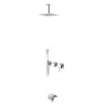 Bruma Escudo 2 Zestaw wannowo-natryskowy podtynkowy z deszczownicą 250x250 mm sufitową ze słuchawką prysznicową i napełnianiem przez przelew Chrom 1023601CR
