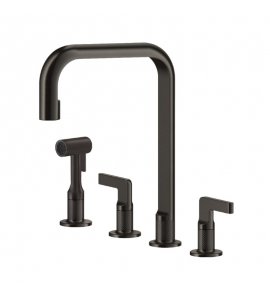 Gessi Inciso Bateria kuchenna 2-uchwytowa 4-otworowa Black Metal Brushed PVD 58703.707