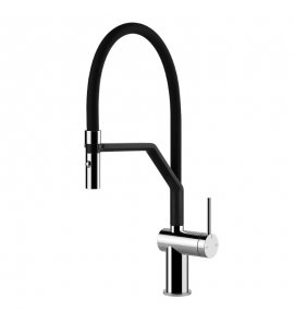 Gessi Inedito Bateria kuchenna z obrotową i wyciąganą wylewką Matte Black 60429.299