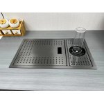    Galatea Design Modus Up Zlew z myjką do szklanek, baterią teleskopową, deską blatową 60x40 wpuszczany gunmetal black GDP27GB WYPRZEDAŻ MAGAZYNOWA
