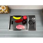    Galatea Design Modus Up Zlew z myjką do szklanek, baterią teleskopową, deską blatową 60x40 wpuszczany gunmetal black GDP27GB WYPRZEDAŻ MAGAZYNOWA