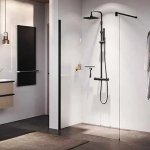 Novellini KUADRA H Kabina prysznicowa typu WALK-IN przyścienna 90 cm Czarny mat KUADH90-1H